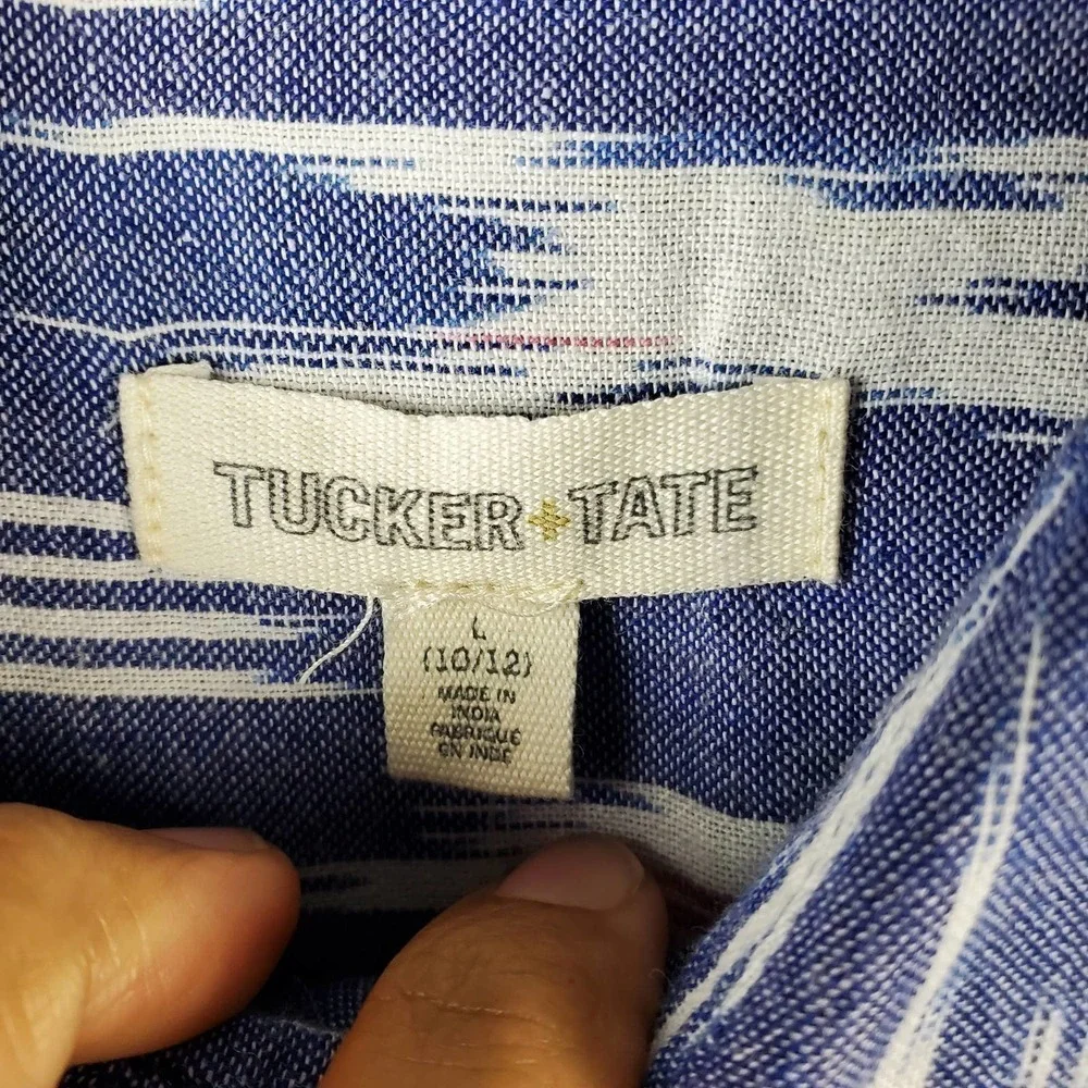 Tucker + Tate Polo Blue Chambray Ikat Collared Short Sleeves Top Size L Boys